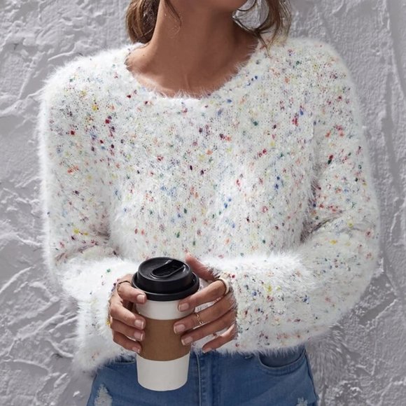 Rainbow Confetti Plaid Long Sleeve Top main image 1